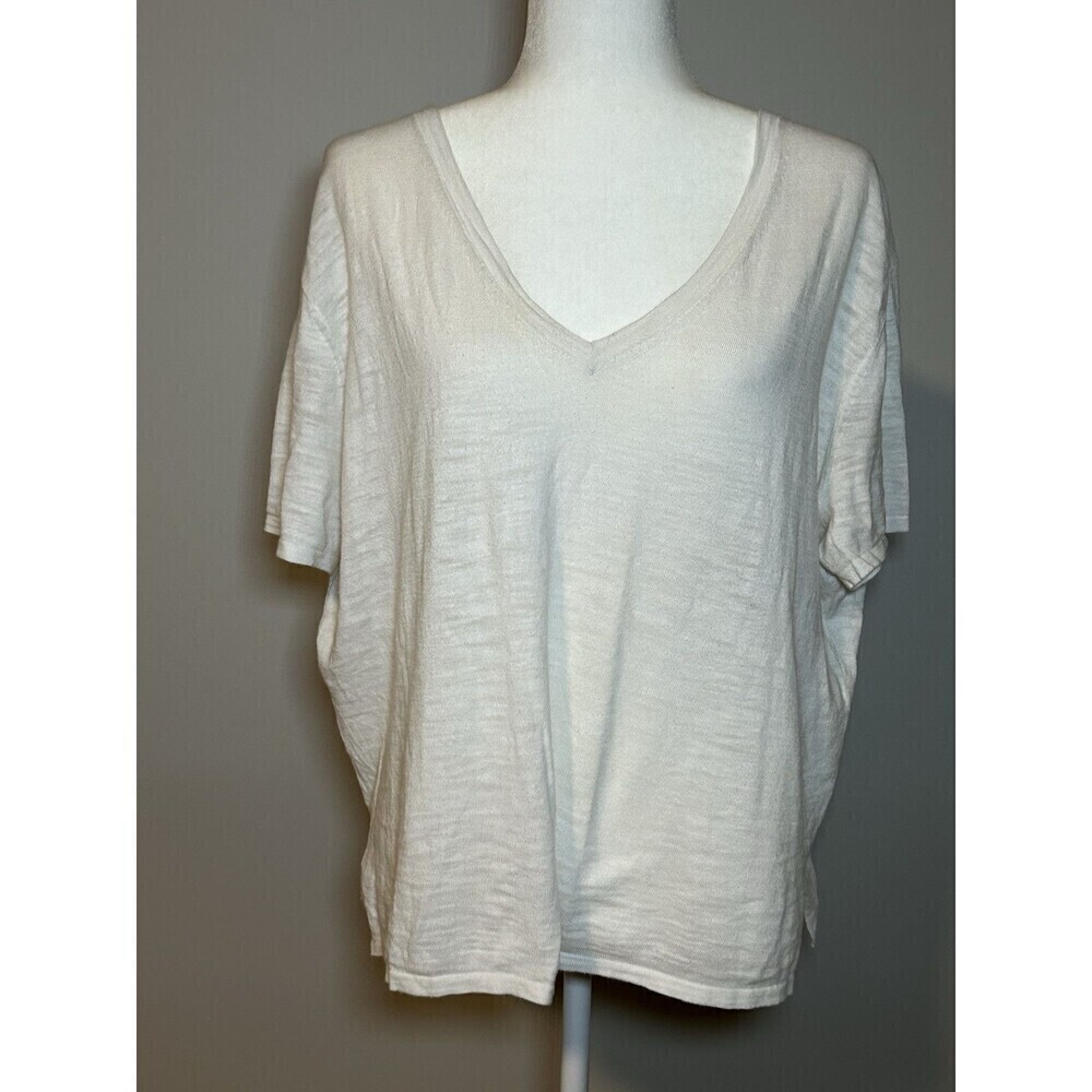 Skull Cashmere White V-Neck with Embroidered Stars Lightweight Medium - Picture 1 of 8